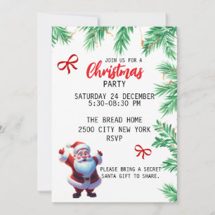 simple fête père Noël noeud de Noël invitations