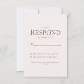 Simple Feuillage Texte Doré Blush Réponse Mariage (Devant)