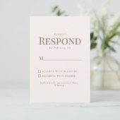 Simple Feuillage Texte Doré Blush Réponse Mariage (Debout devant)