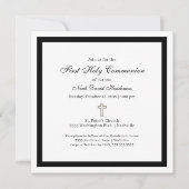 Simple First Holy Communion Black White Invitation (Devant)