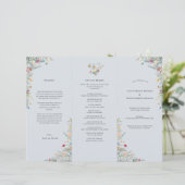 Simple Fleur sauvage Dusty Blue Wedding Programme  (Debout devant)