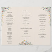 Simple Fleur sauvage Fern Beige Mariage Programme  (Dos)