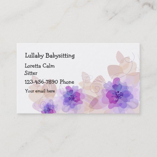 Simple Floral Babysitter Visitekaartje (Voorkant)