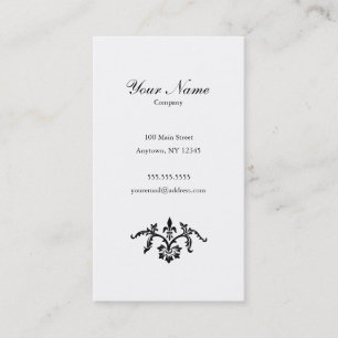 Simple Floral Black & White Visitekaartje-portret Visitekaartje