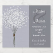 Simple Floral Bouquet Sparkling Wijnetiket (Enkel label)