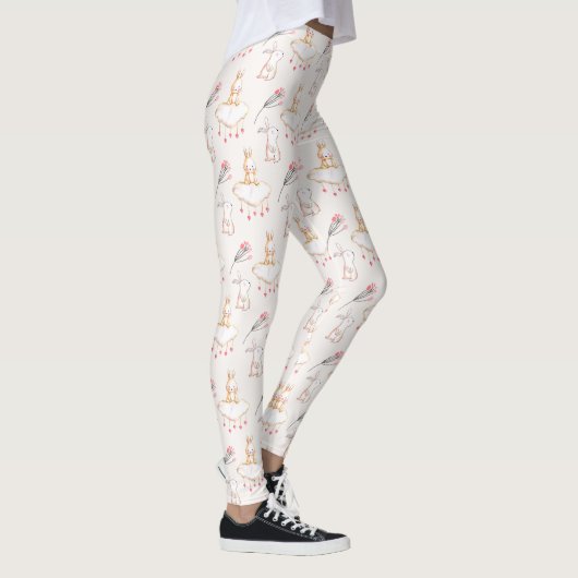 Simple Floral Bunny Pattern Pasen | Leggings (Rechts)
