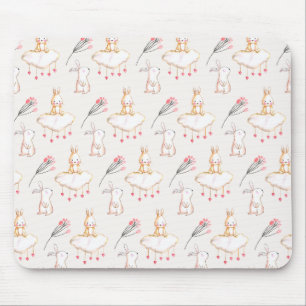 Simple Floral Bunny Pattern Pasen   Mousepad Muismat