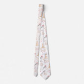 Simple Floral Bunny Pattern Pasen | Necktie Stropdas (Achterkant)