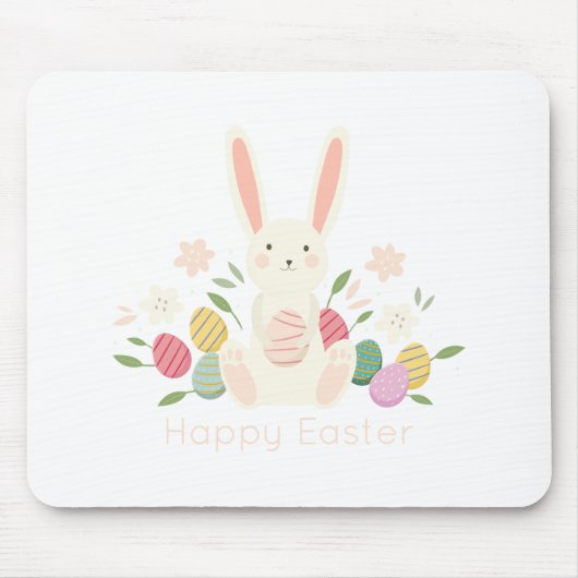 Simple Floral Easter Bunny | Mousepad Muismat (Voorkant)