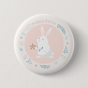 Simple Floral Easter Bunny Pin-Button Ronde Button 5,7 Cm