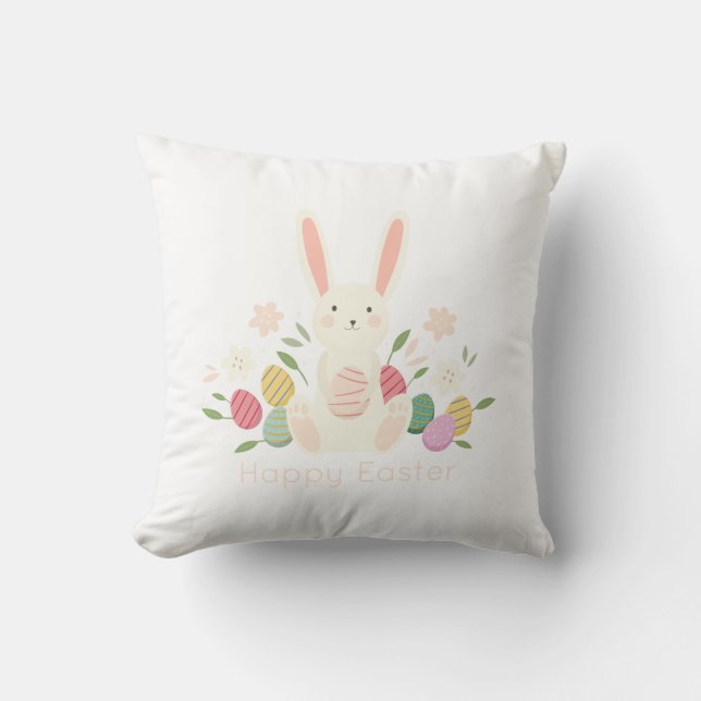 Simple Floral Easter Bunny | Sierkussen (Voorkant)