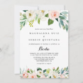 Simple Floral Foliage Calligraphy Spain Wedding Kaart (Voorkant)