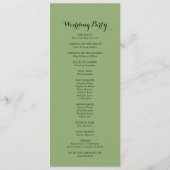 Simple Floral Green Foliage Programme de mariage (Dos)