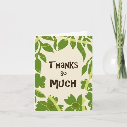 Simple Floral Green leaves Thank You Card (Devant)
