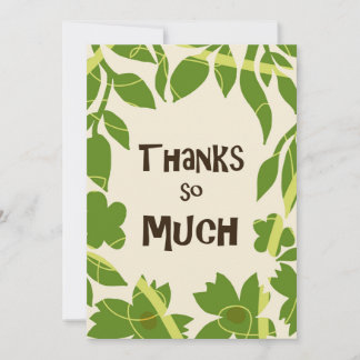 Simple Floral Green leaves Thank You Card Kaart