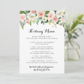 Simple Floral Green Wedding Kissing Menu Game Kaar (Staand voorkant)