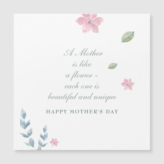 Simple Floral Happy Mother's Day Greeting Magnet (Devant)