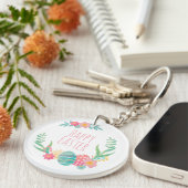 Simple Floral Happy Pasen | Sleutelhanger (Voorkant Rechts)