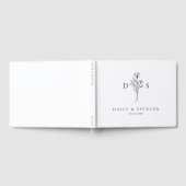 Simple Floral Monogram Mariage Livre d'invité (Complet)