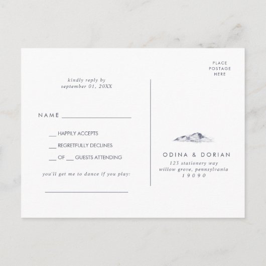 Simple Floral Mountain Chanson Demande Carte posta (Dos)