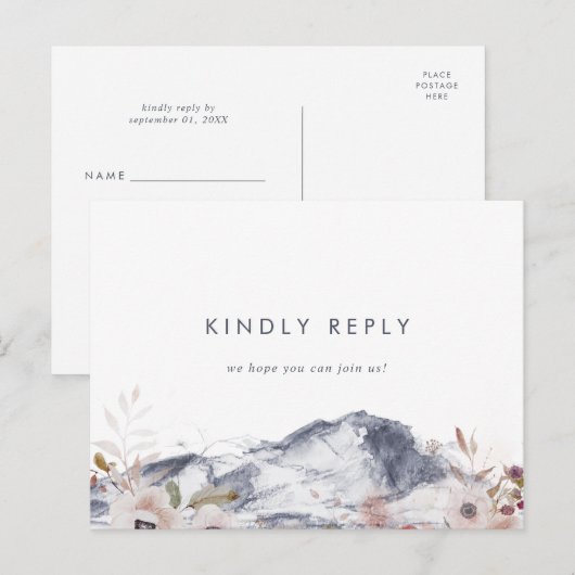 Simple Floral Mountain Song Request RSVP Briefkaar Uitnodiging Briefkaart (Voorkant / Achterkant)