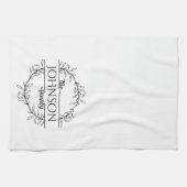 Simple Floral Nom de famille Monogram Serviette de (Horizontal)