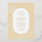 Simple Floral Or Baptême Blanc Foil Invitation (Verso)