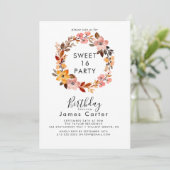 Simple Floral Sweet 16 Anniversaire Invitation (Debout devant)