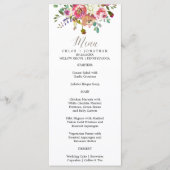 Simple Floral Waterverf Bouquet Wedding Menu Kaart (Voorkant)