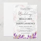 Simple flower Black & White Wedding Invitation (Devant / Derrière)