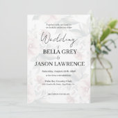 Simple flower Black & White Wedding Invitation (Debout devant)