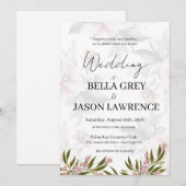 Simple flower Black & White Wedding Invitation Kaart (Voorkant / Achterkant)