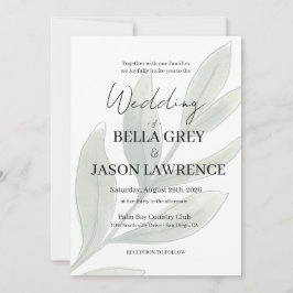 Simple flower Black & White Wedding Invitation Kaart