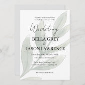 Simple flower Black & White Wedding Invitation Kaart (Voorkant / Achterkant)
