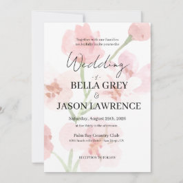 Simple flower Black & White Wedding Invitation Kaart