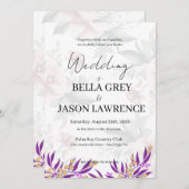 Simple flower Black & White Wedding Invitation Kaart (Voorkant / Achterkant)