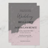 Simple flower Black & White Wedding Invitation Kaart (Voorkant / Achterkant)