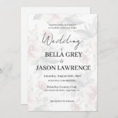 Simple flower Black & White Wedding Invitation Kaart (Voorkant / Achterkant)