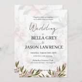 Simple flower Black & White Wedding Invitation Kaart (Voorkant / Achterkant)