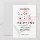 Simple flower Black & White Wedding Invitation Kaart (Voorkant / Achterkant)