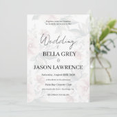 Simple flower Black & White Wedding Invitation Kaart (Staand voorkant)