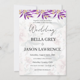 Simple flower Black & White Wedding Invitation Kaart