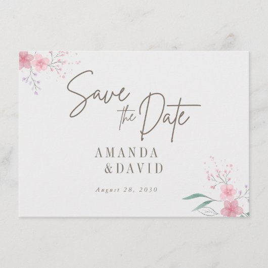 Simple Flower Elegant Save the Date Enclosure Kaar Informatiekaartje (Voorkant)