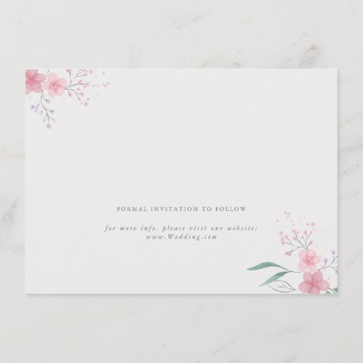 Simple Flower Elegant Save the Date Enclosure Kaar Informatiekaartje (Achterkant)