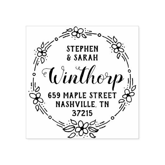 Simple Flowers Schattige adres Rubberstempel (Afrduk)