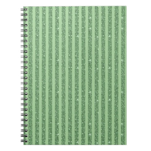 Simple Forest Green Glitter Style Vertical Stripes Notitieboek (Voorkant)