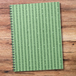 Simple Forest Green Glitter Style Vertical Stripes Notitieboek