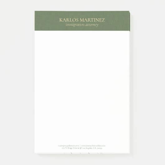 Simple Forest Green Linen Gold Typography Post-it® Notes (Voorkant)