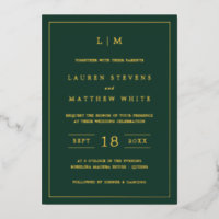 Simple Forest Green Monogram Elegant Wedding