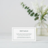 Simple Forest Green Monogram Elegant Wedding Informatiekaartje (Staand voorkant)